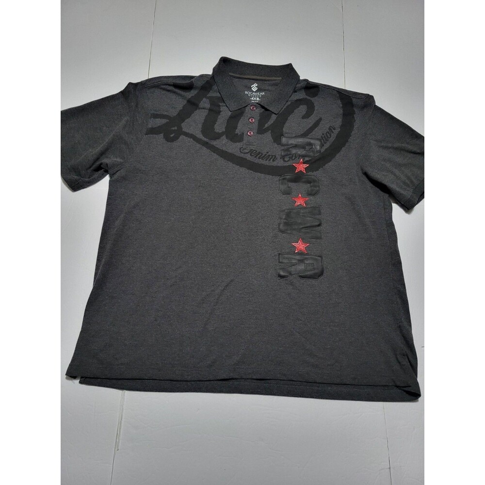 (#20) Rocawear Gray/Black Polo 3-Button Short Sleeve Size Men's 4XB